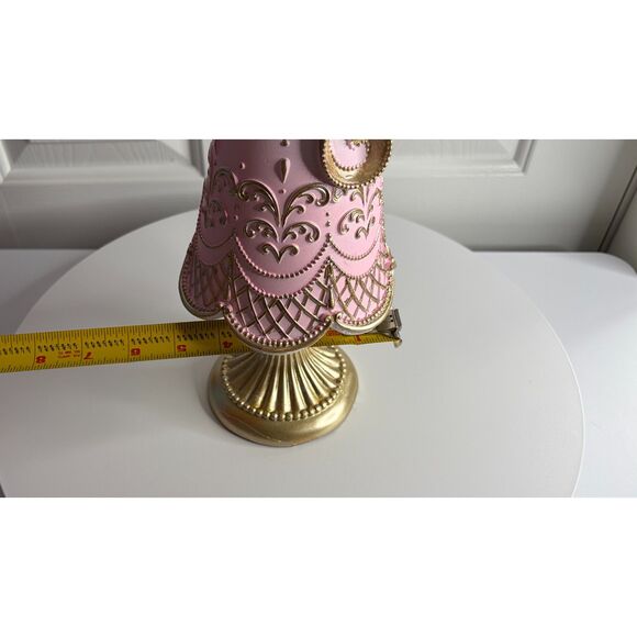Pink & Gold Glam Christmas Tree Décor – Pearl Bow Finial – Baroque Lace Detail - Picture 11 of 12